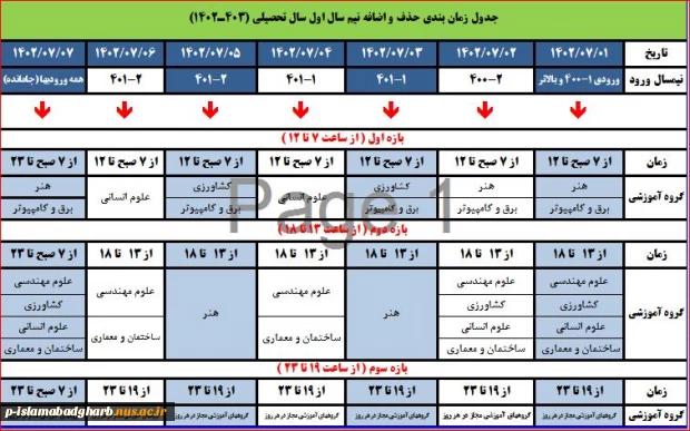 ملزومات انتخاب واحد و حذف و اضافه نیمسال اول سال تحصیلی 1403-1402 (021) 3